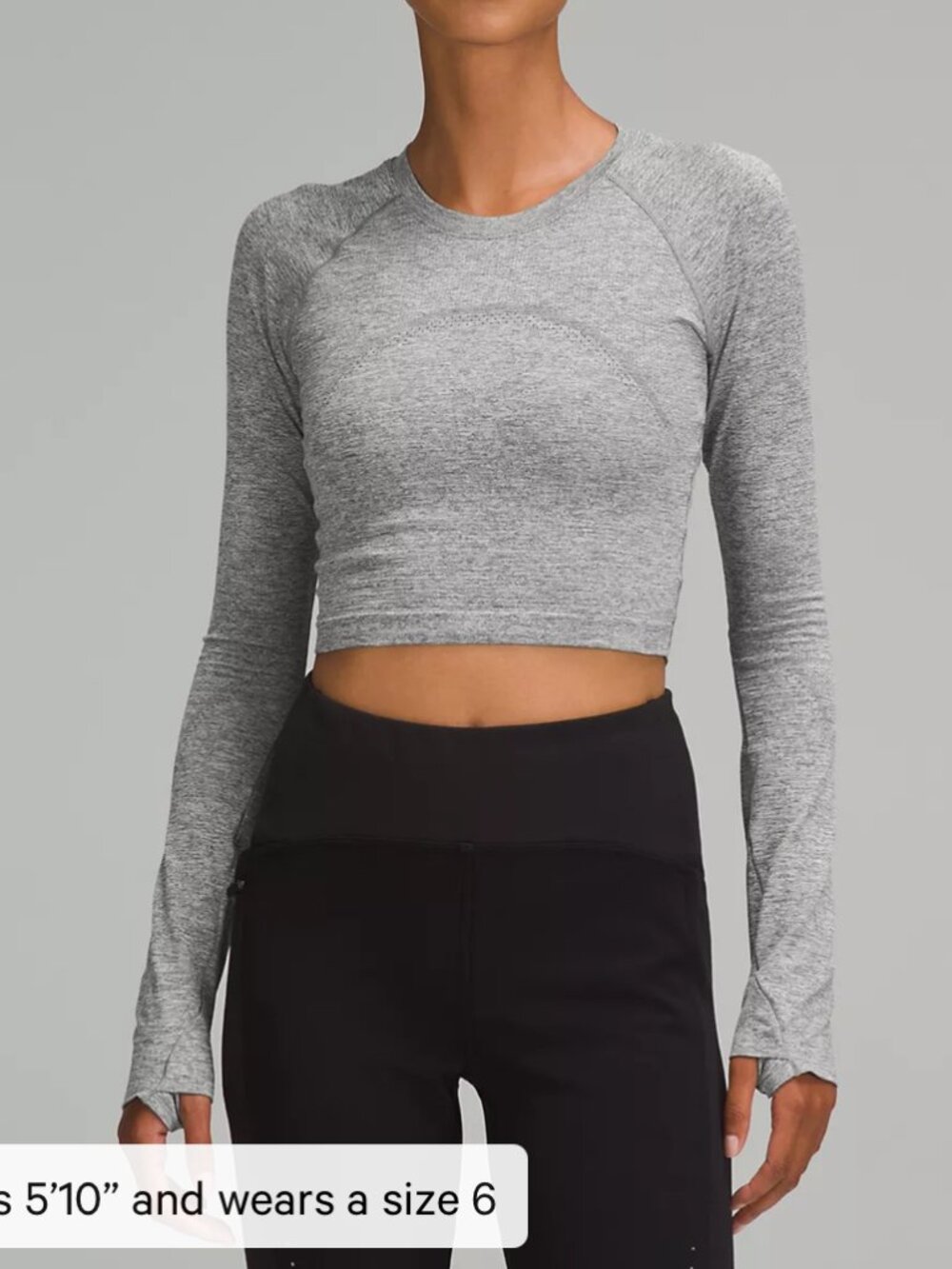 Lululemon Heather Gray Long Sleeve Crop Athletic Top Women’s 2